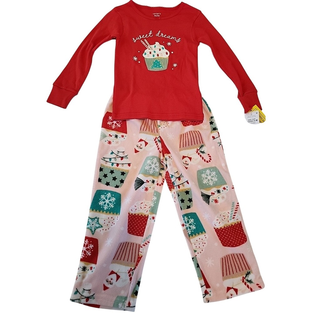 Carter's 3T Christmas Pajama Set  Long Sleeve T-Shirt Fleece Pants‎ NWT Holiday